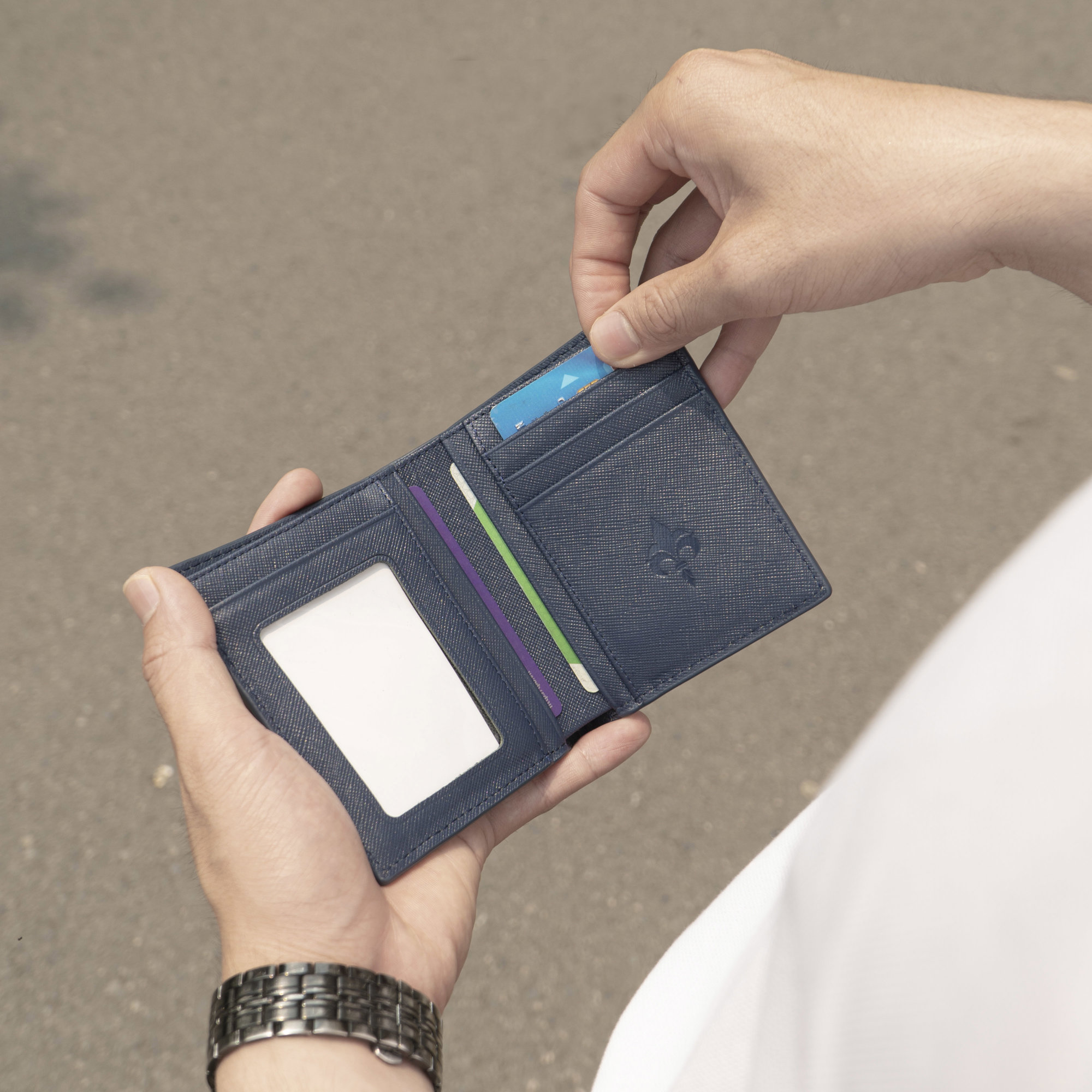 [Khắc Tên] Ví nam gập đôi Combine Wallet da Saffiano bóp nam da thật cao cấp dáng ngang -V13