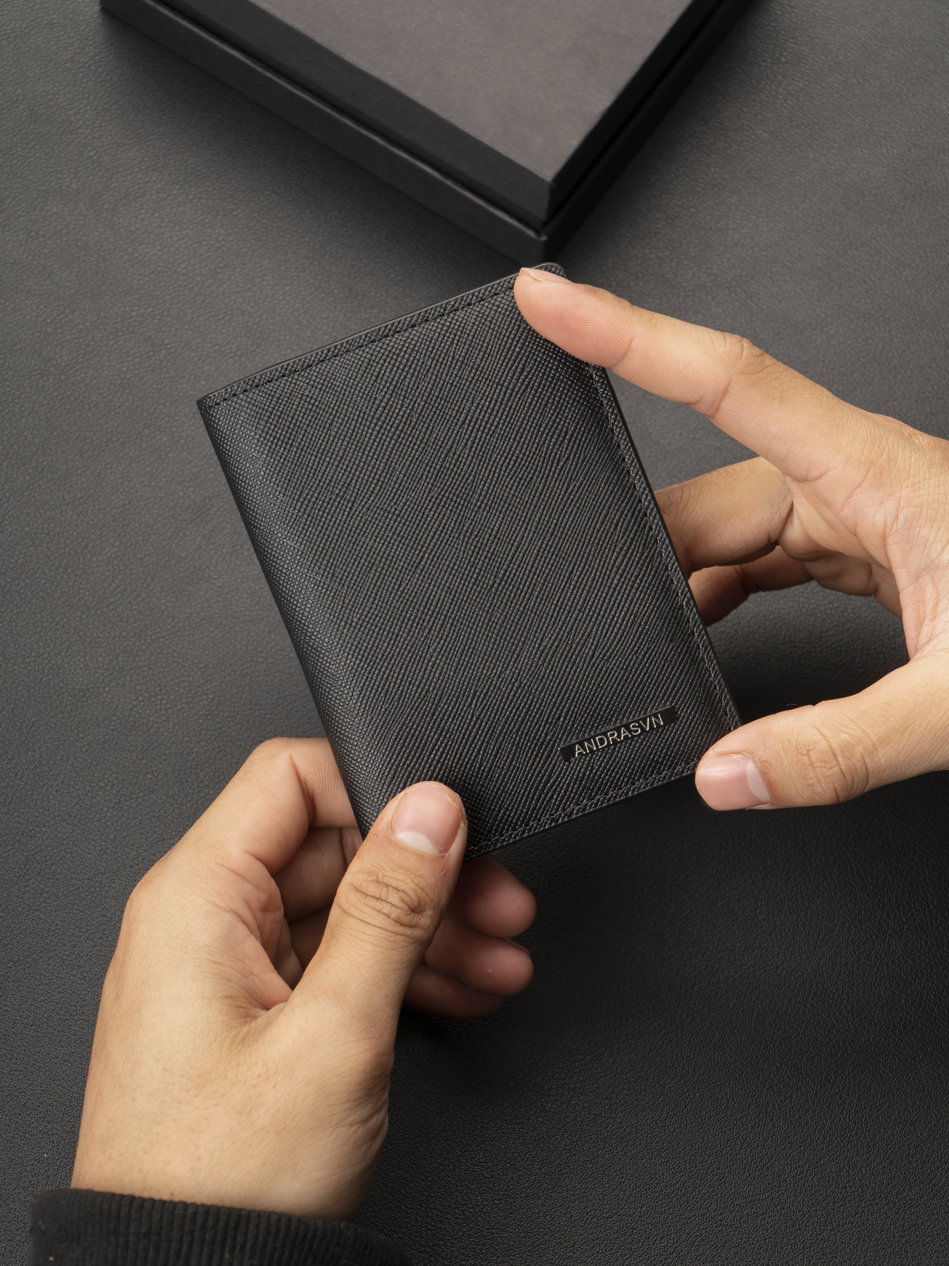 [Khắc Tên] Ví da nam Andras Card Holder mini Slim Mate One cao cấp da bò trơn đựng thẻ - V21