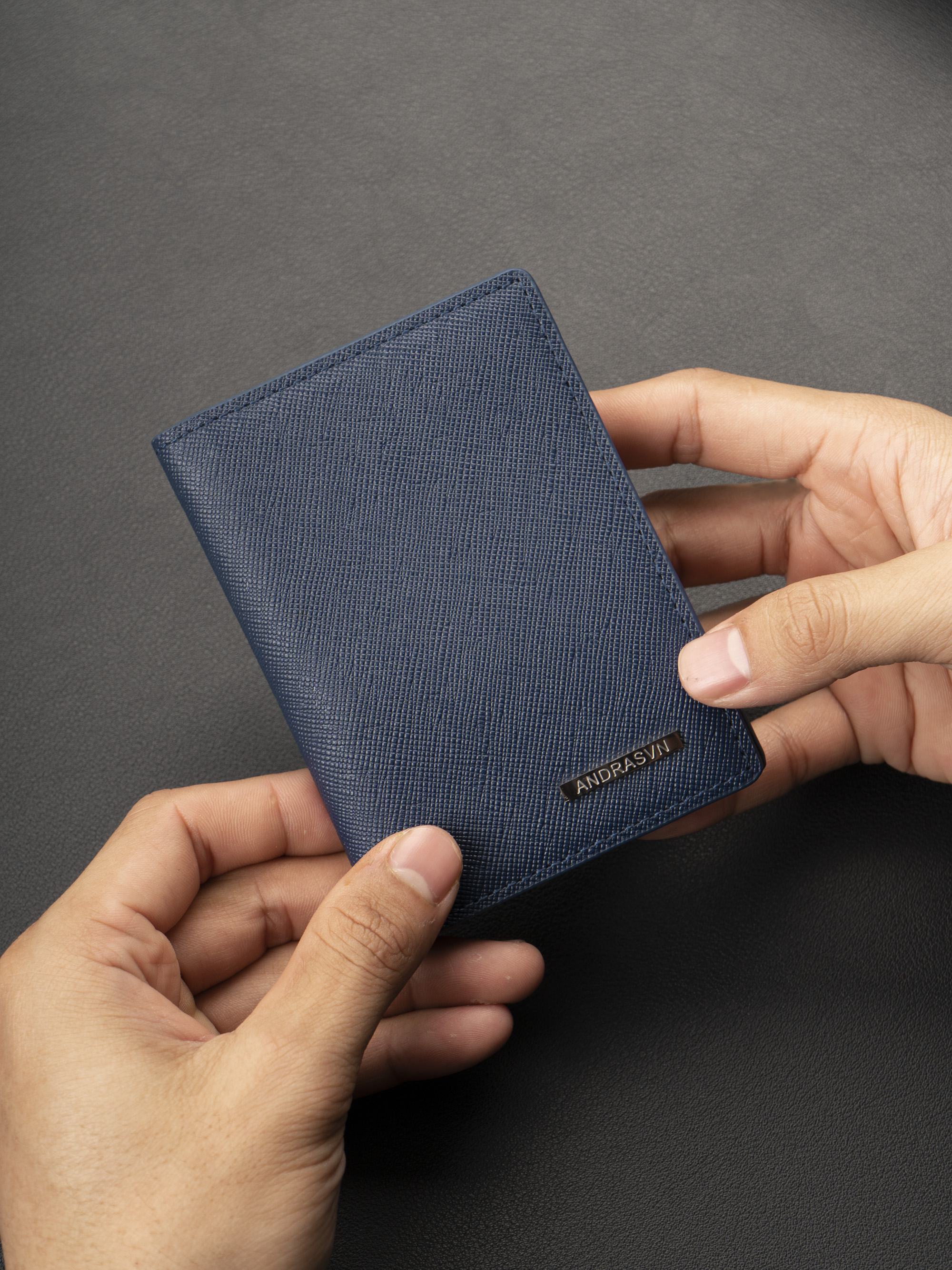 [Khắc Tên] Ví da nam Andras Card Holder mini Slim Mate One cao cấp da bò trơn đựng thẻ - V21