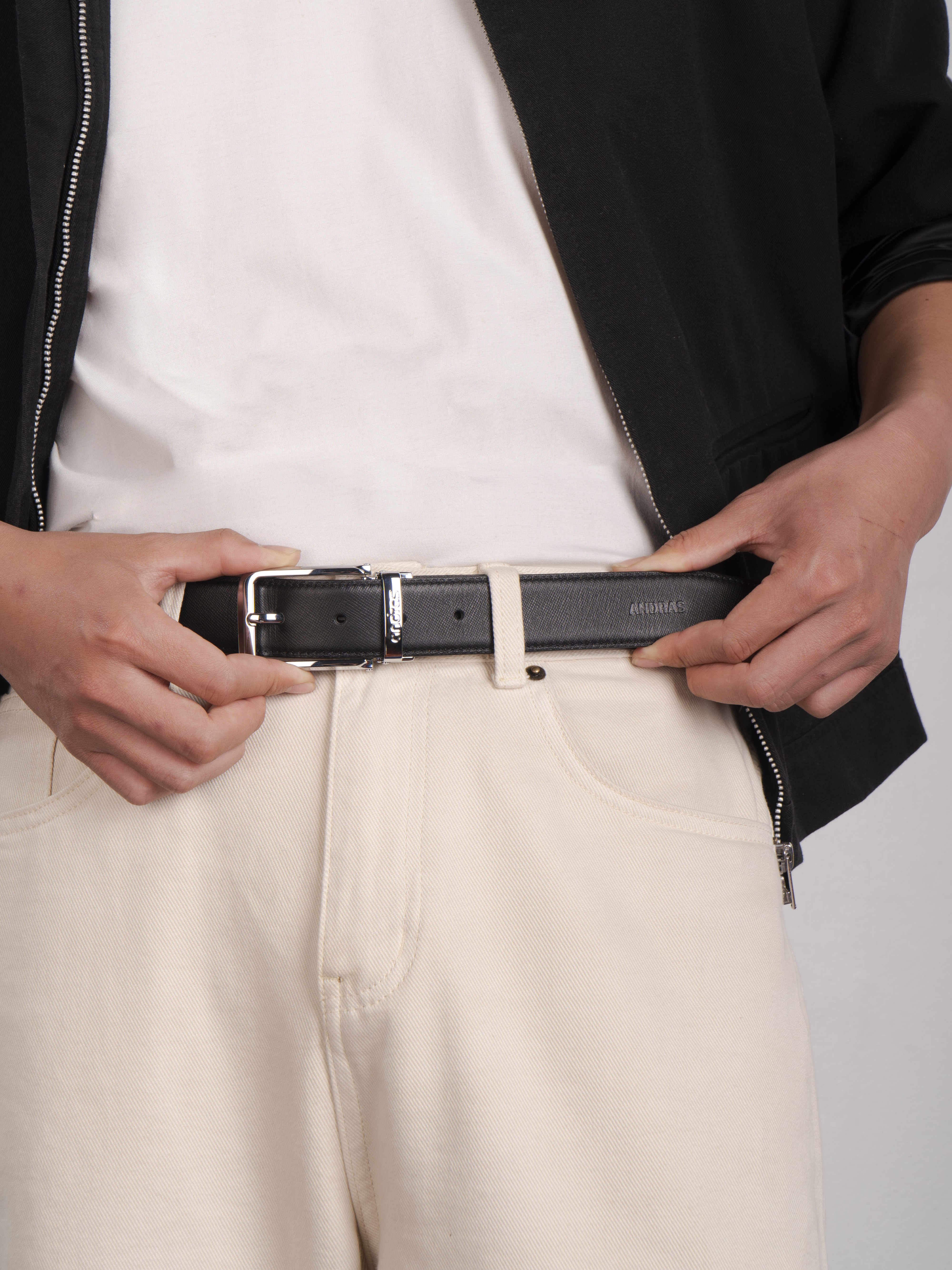 Thắt lưng da nam Piero Belt da bò thật vân Saffiano dây lưng khóa kim đúc Andras cao cấp - TL01