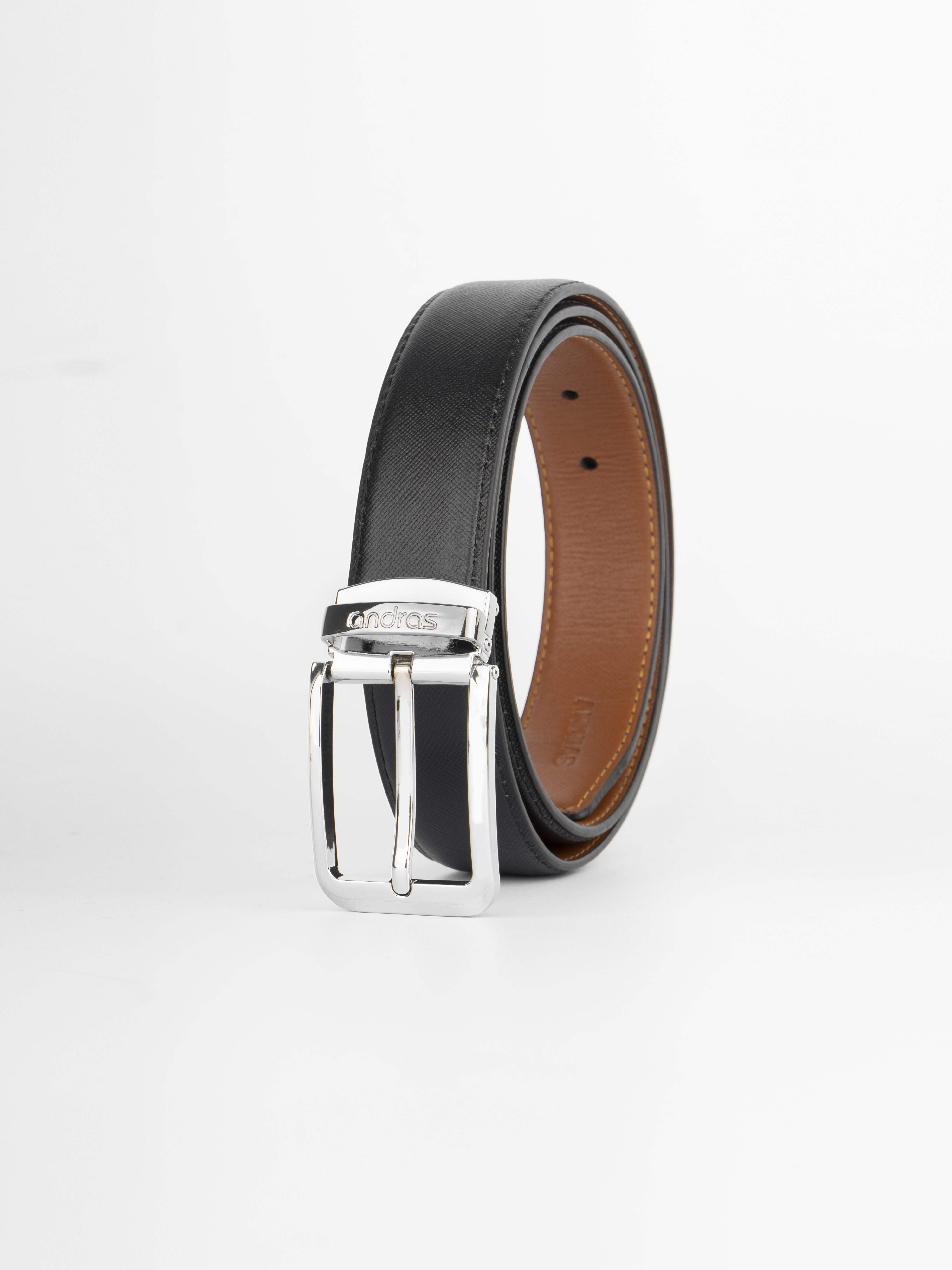 Thắt lưng da nam Piero Belt da bò thật vân Saffiano dây lưng khóa kim đúc Andras cao cấp - TL01