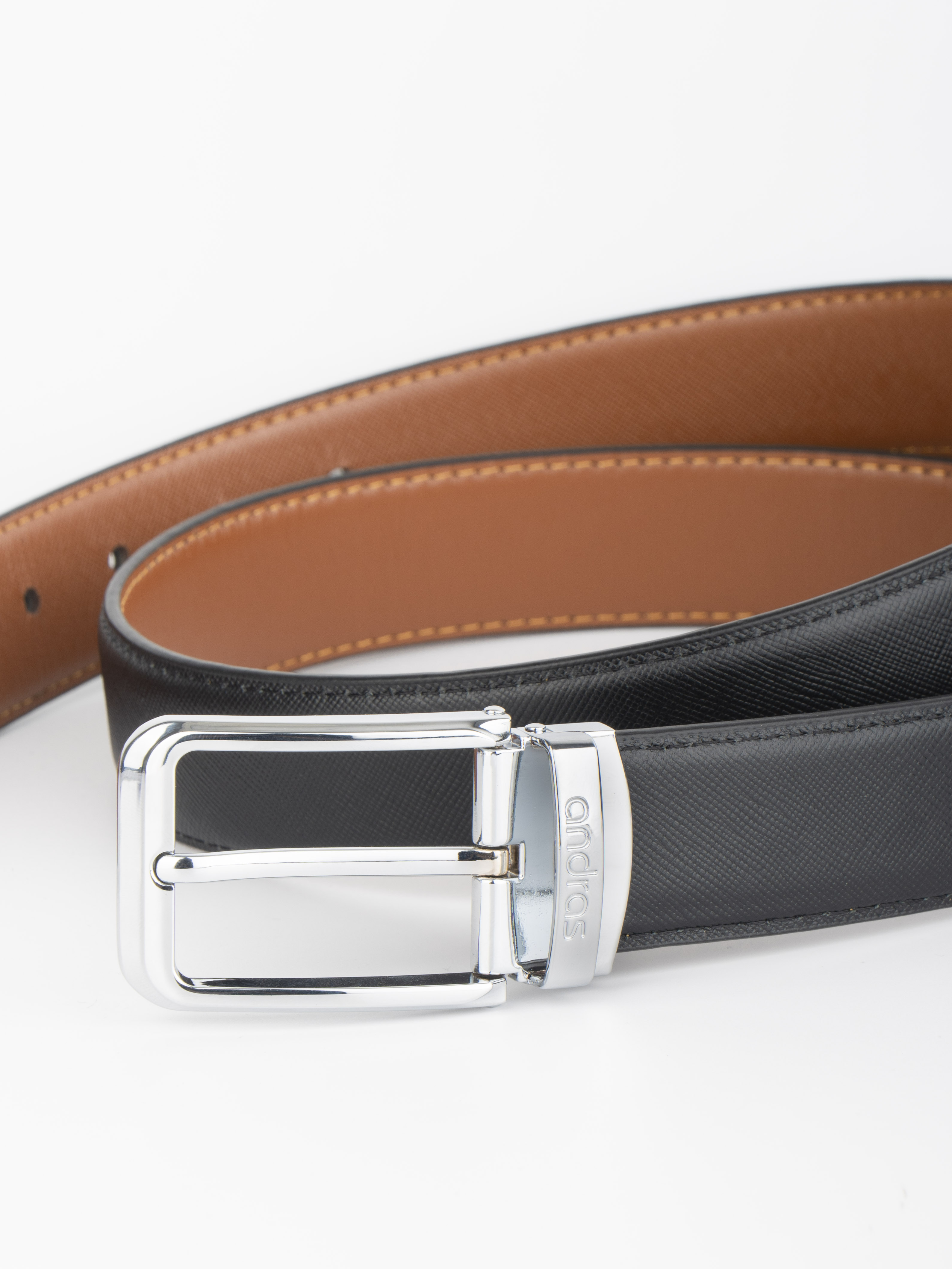 Thắt lưng da nam Piero Belt da bò thật vân Saffiano dây lưng khóa kim đúc Andras cao cấp - TL01