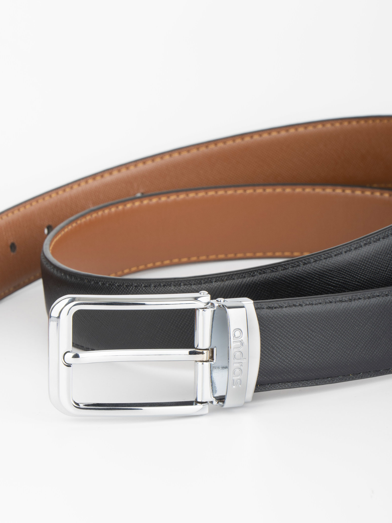 Thắt lưng da nam Piero Belt da bò thật vân Saffiano dây lưng khóa kim đúc Andras cao cấp - TL01