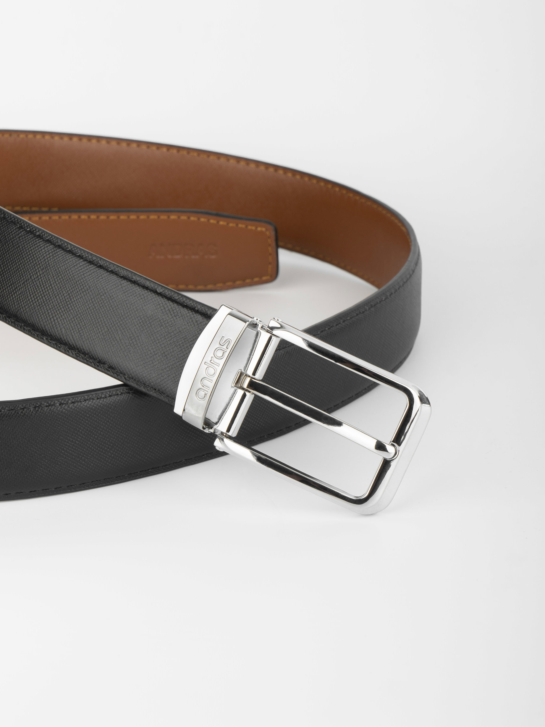 Thắt lưng da nam Piero Belt da bò thật vân Saffiano dây lưng khóa kim đúc Andras cao cấp - TL01