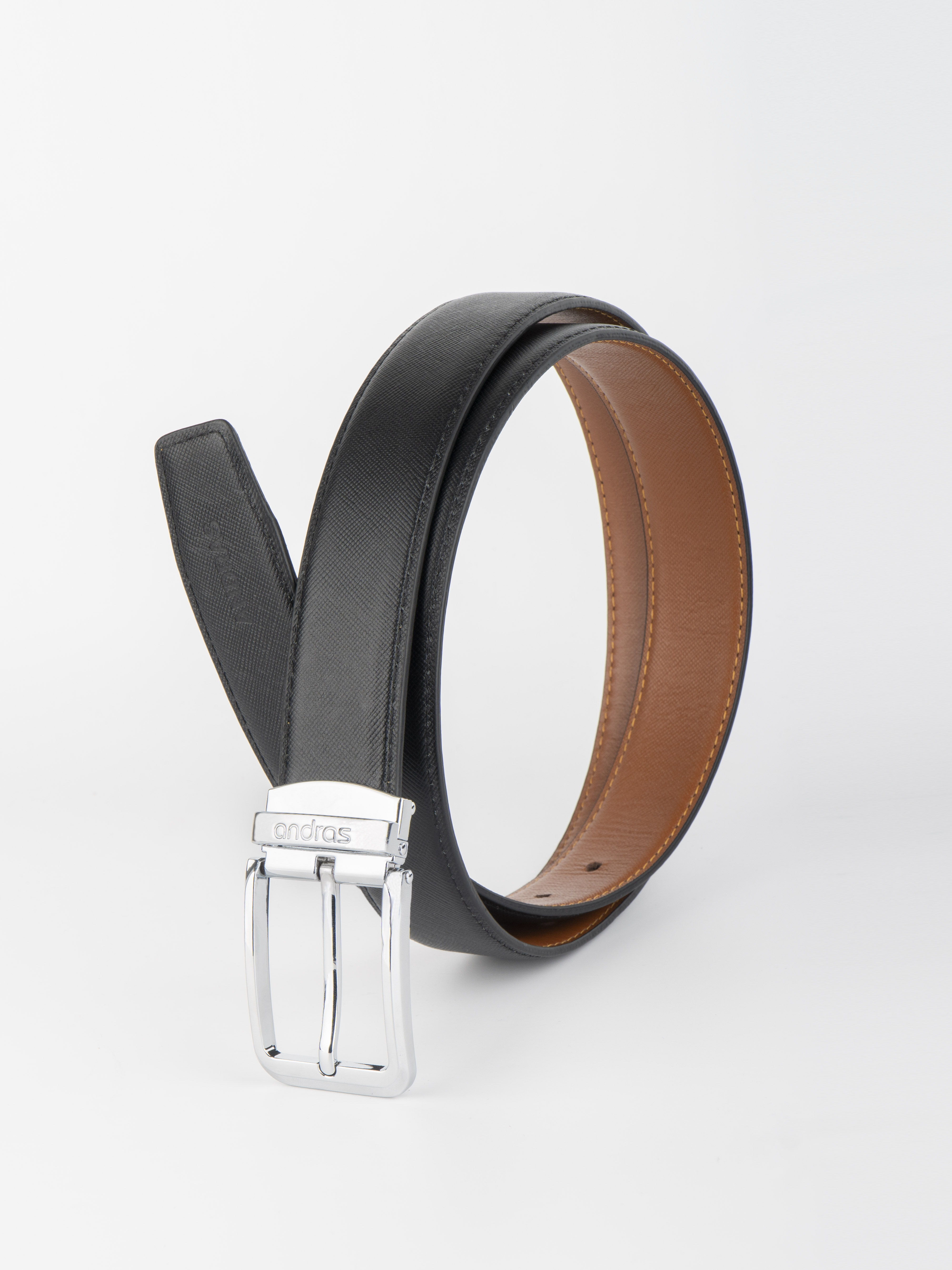 Thắt lưng da nam Piero Belt da bò thật vân Saffiano dây lưng khóa kim đúc Andras cao cấp - TL01