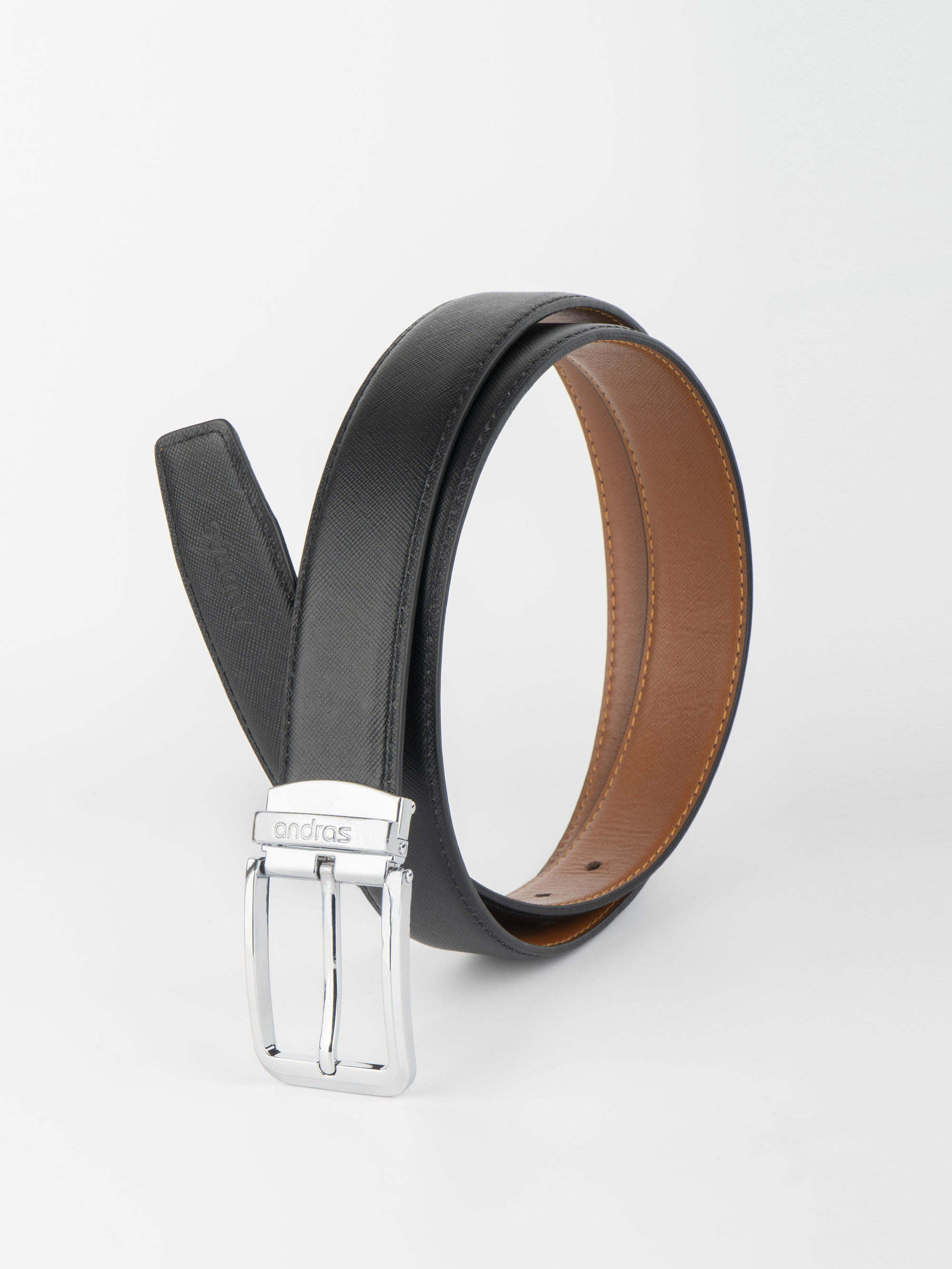 Thắt lưng da nam Piero Belt da bò thật vân Saffiano dây lưng khóa kim đúc Andras cao cấp - TL01
